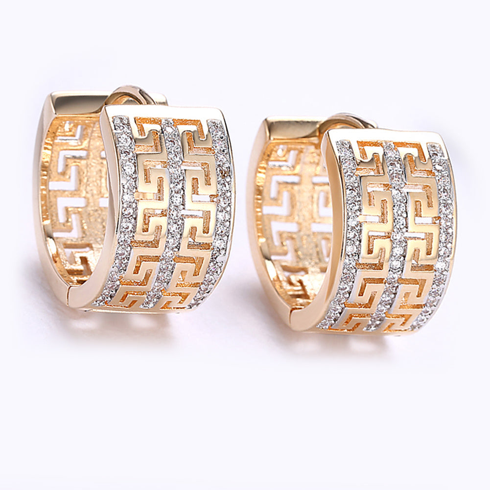 French Twist Design Huggie Earring in 18K Gold Plated with  Crystals