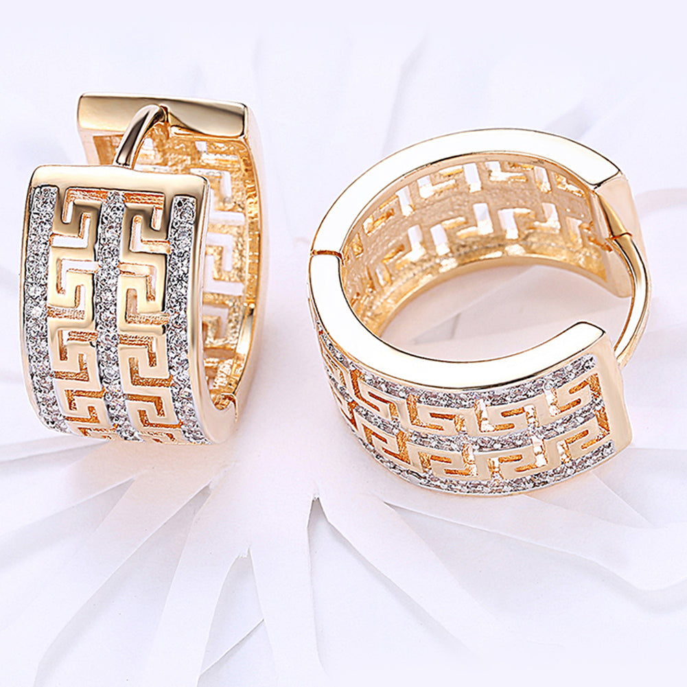 French Twist Design Huggie Earring in 18K Gold Plated with  Crystals