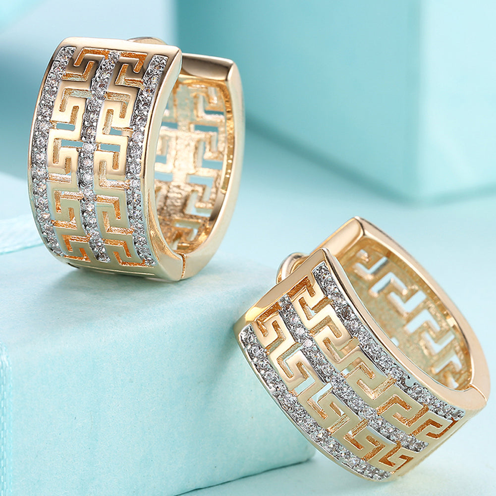 French Twist Design Huggie Earring in 18K Gold Plated with  Crystals