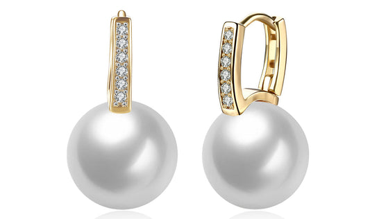 Freshwater Pearl  Elements Pav'e Clip On Earrings in 14K Gold Plating