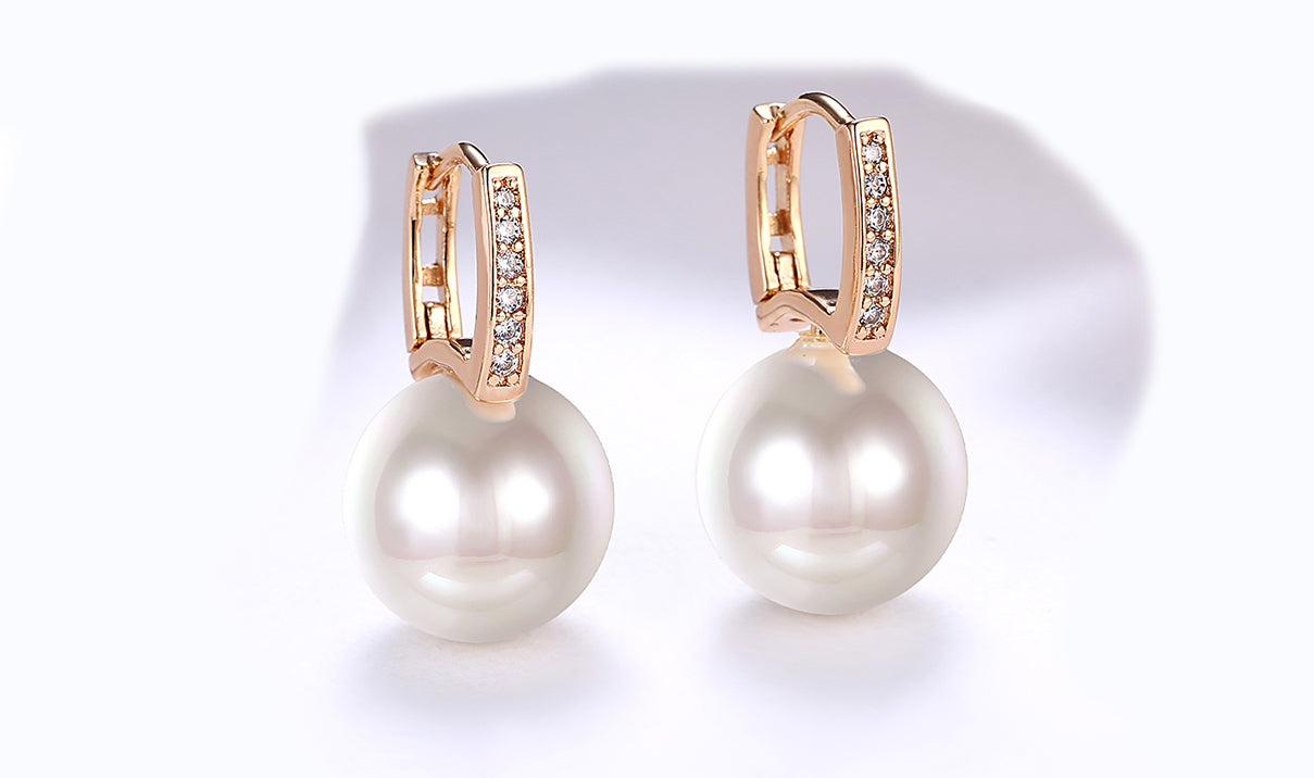 Freshwater Pearl  Elements Pav'e Clip On Earrings in 14K Gold Plating
