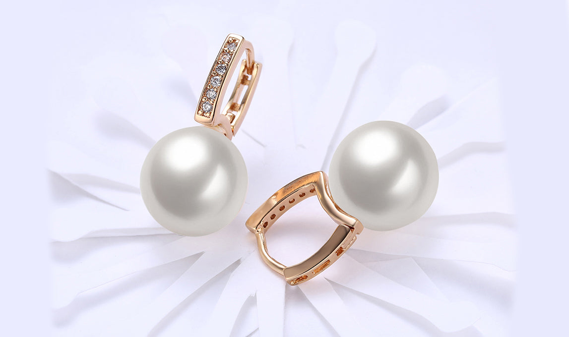 Freshwater Pearl  Elements Pav'e Clip On Earrings in 14K Gold Plating