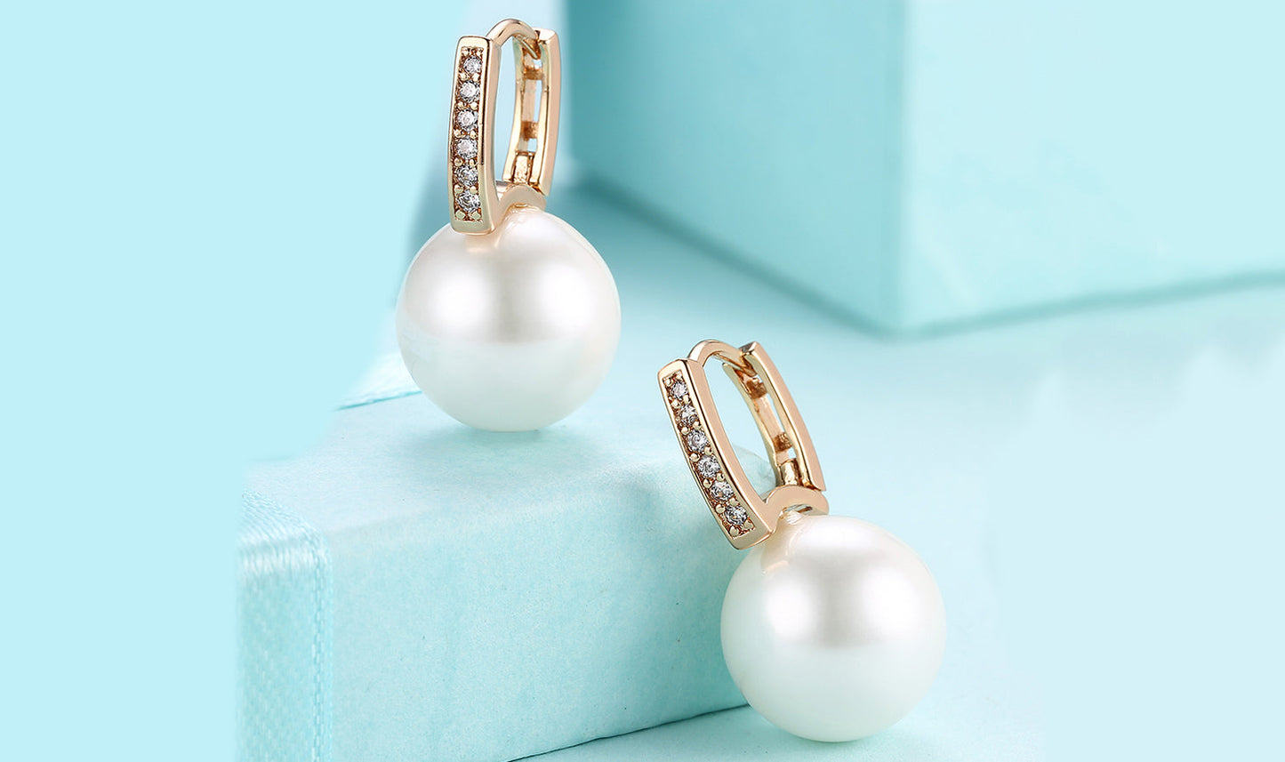 Freshwater Pearl  Elements Pav'e Clip On Earrings in 14K Gold Plating