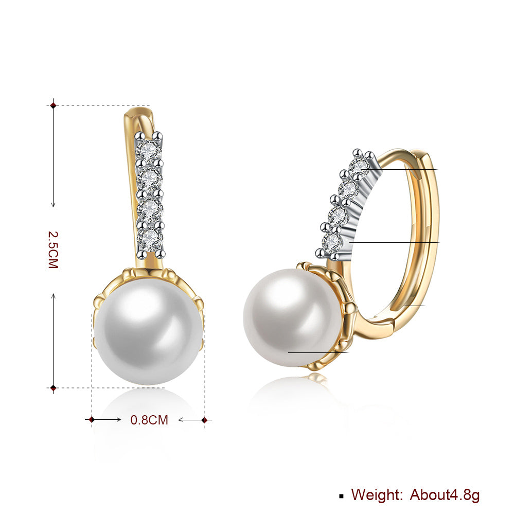 Freshwater Pearl Leverback Earring in 18K Gold Plated with  Crystals