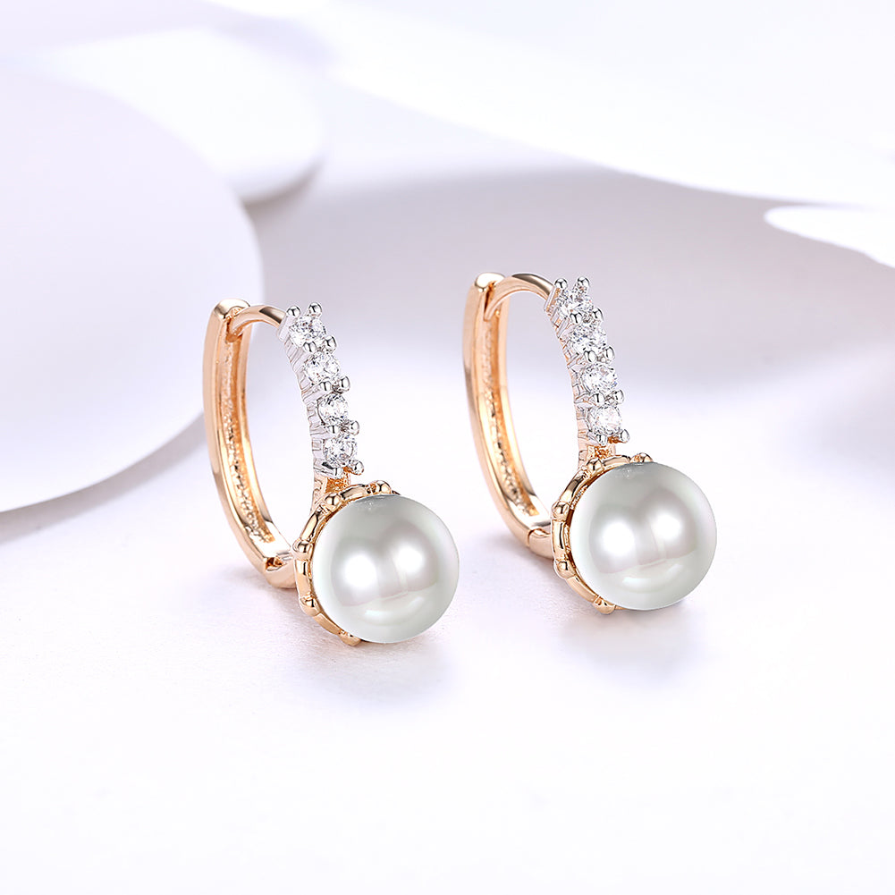 Freshwater Pearl Leverback Earring in 18K Gold Plated with  Crystals