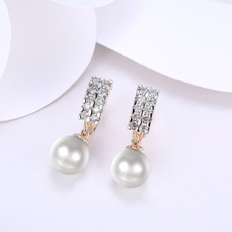 Swarovski Crystal Square Shaped Pearl Leverback Earrings Set in 18K Gold - ALILY  www..com fashion jewelry for women