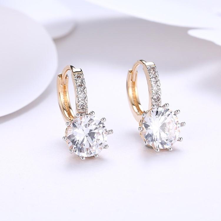Simulated Diamond Star Shaped Princess Cut Leverback Earrings Set in 18K Gold - ALILY