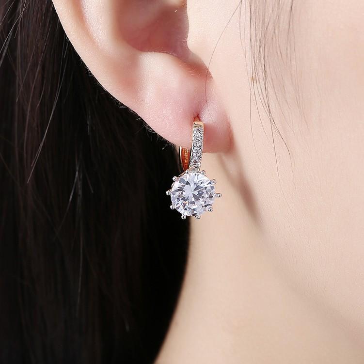 Simulated Diamond Star Shaped Princess Cut Leverback Earrings Set in 18K Gold - ALILY