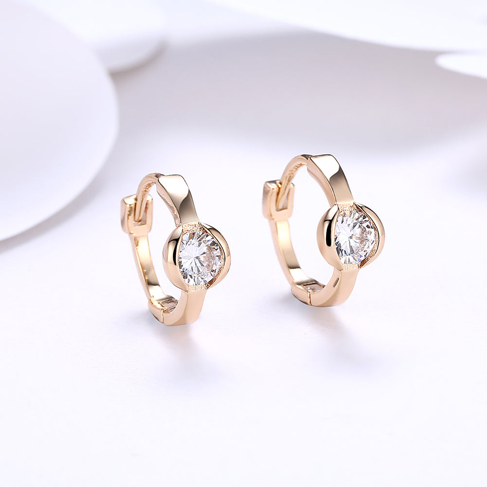 Classic Stone Huggie Earring in 18K Gold Plated with  Crystals