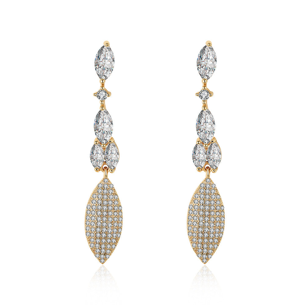 2.00 Ct Pear Cut Marquise Drop Earring in 18K Gold Plated with  Crystals
