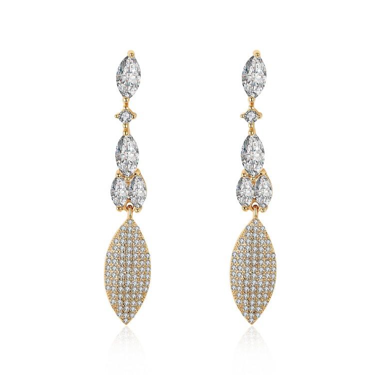 Swarovski Crystal Micro-Pav'e Dangling Pear Shaped Earrings Set in 18K Gold - ALILY  www..com fashion jewelry for women