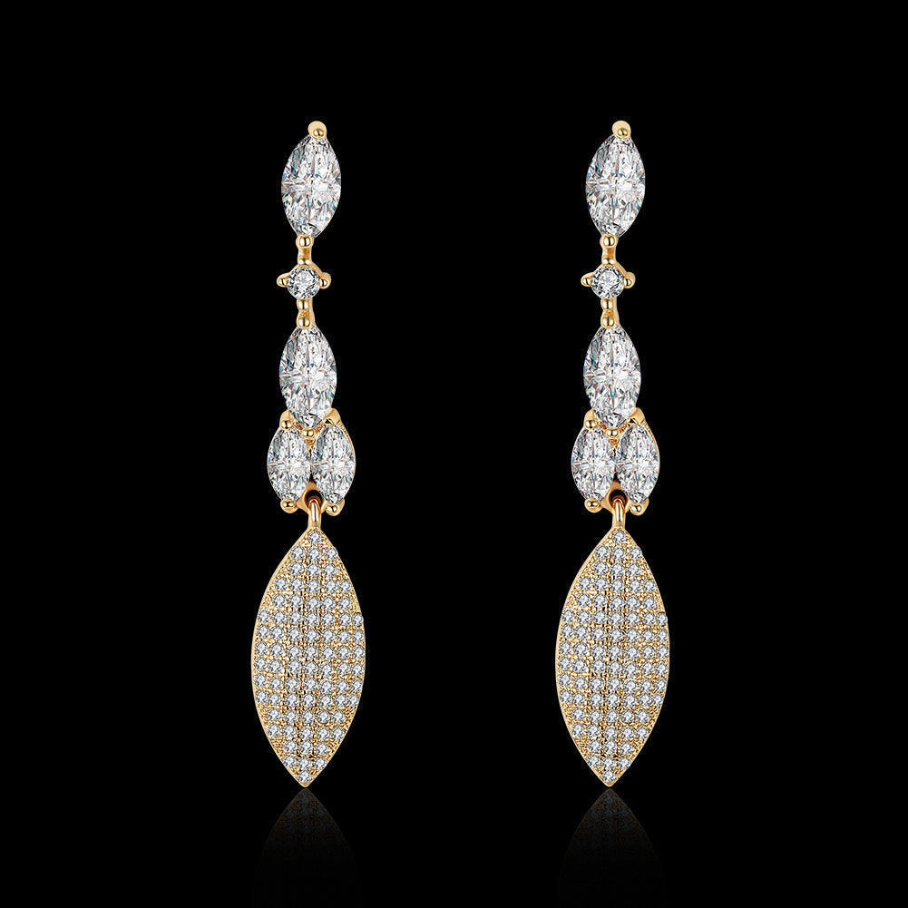 2.00 Ct Pear Cut Marquise Drop Earring in 18K Gold Plated with  Crystals