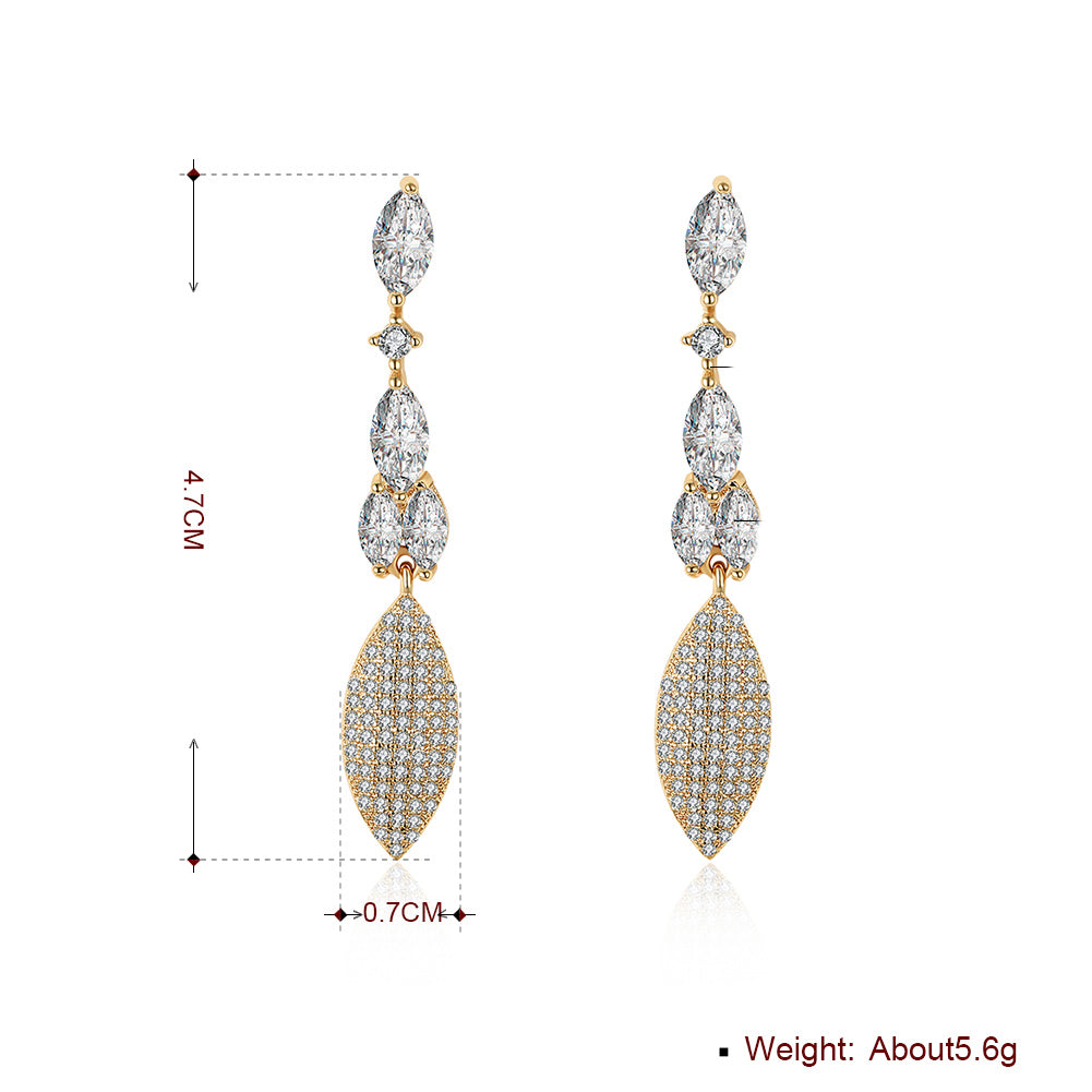 2.00 Ct Pear Cut Marquise Drop Earring in 18K Gold Plated with  Crystals