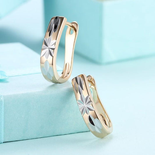 Metallic Layering Design Huggie Earrings Set in 18K Gold - ALILY