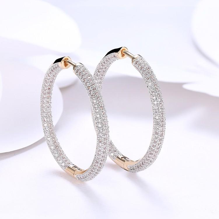 Diamonique Pave' Hoop Earrings in 18K Gold Plated, Earring, ALILY , ALILY  fashion jewelry, cheap jewelry, jewelry for mom,