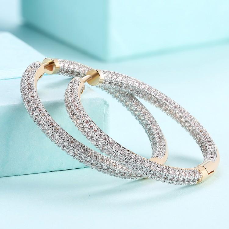Diamonique Pave' Hoop Earrings in 18K Gold Plated, Earring, ALILY , ALILY  fashion jewelry, cheap jewelry, jewelry for mom,