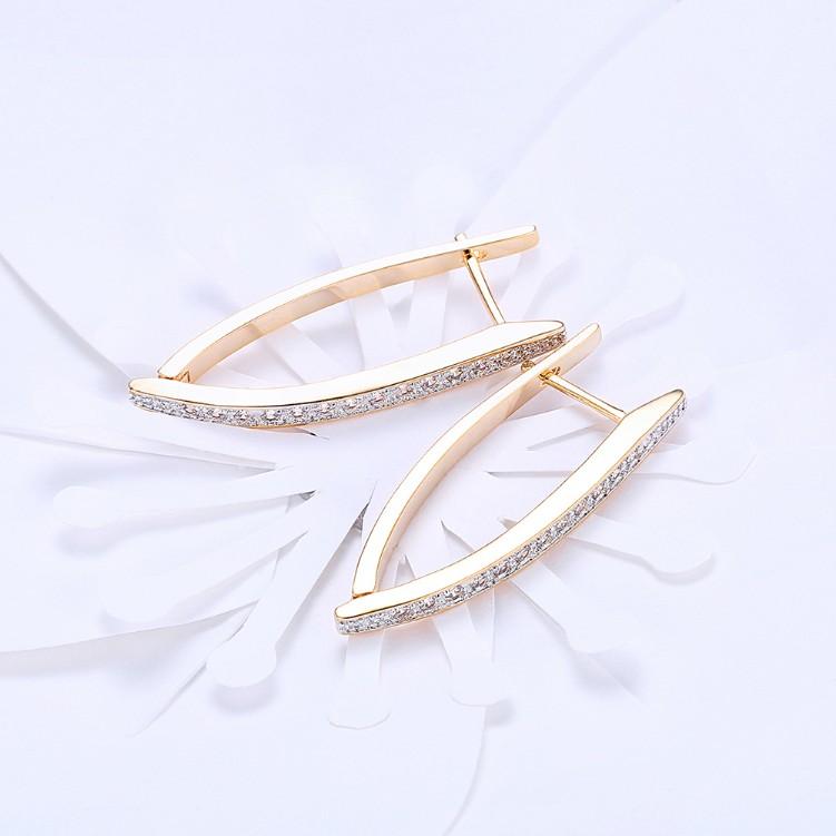 Swarovski Crystal Micro-Pav'e Curved Huggie Earrings Set in 18K Gold - ALILY  www..com fashion jewelry for women