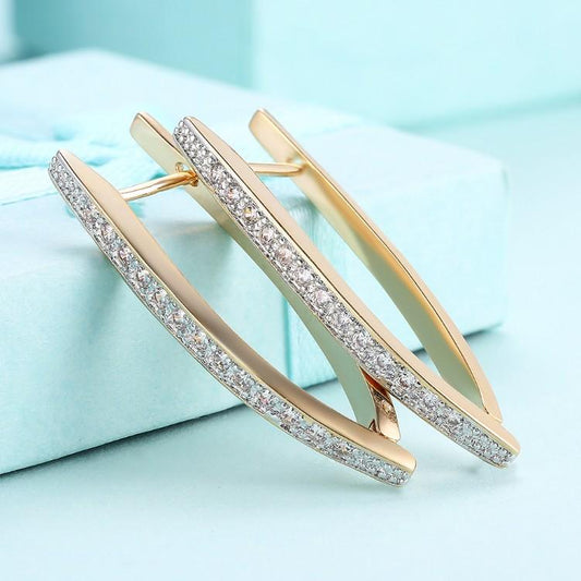 Swarovski Crystal Micro-Pav'e Curved Huggie Earrings Set in 18K Gold - ALILY  www..com fashion jewelry for women