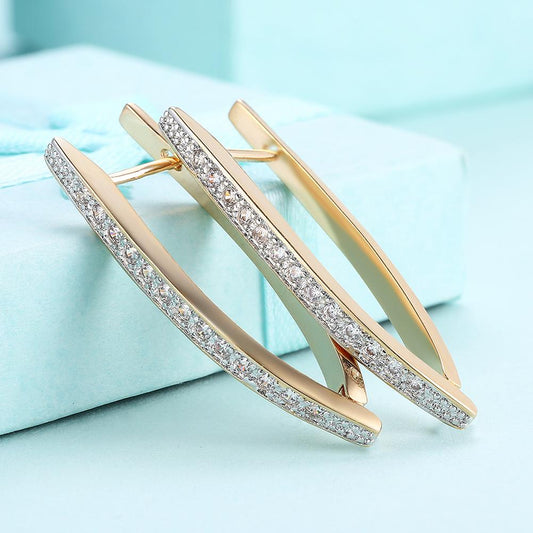 White  Elements Thin Earrings In 14K Gold