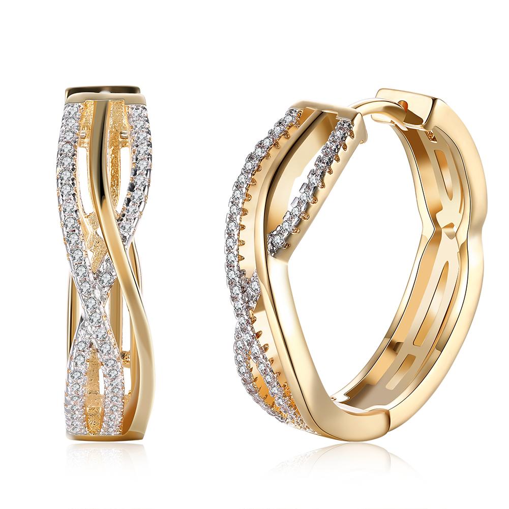 18K Gold Plated Criss Cross Pav'e Earrings With Swarovski Elements, , ALILY , ALILY   jewelryjewelry deals, swarovski crystal jewelry, groupon jewelry,, jewelry for mom,