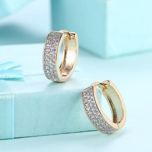 Swarovski Crystal Micro Pav'e Classic Huggies Set in 18K Gold - ALILY  www..com fashion jewelry for women