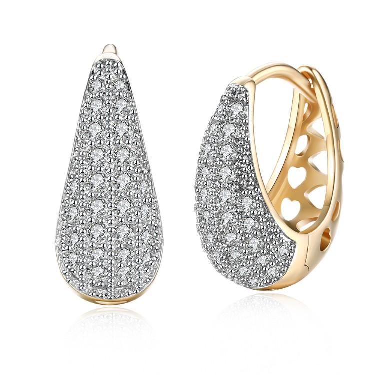 Swarovski Crystal Micro-Pav'e Pear Shaped Teardrop Huggies Set in 18K Gold - ALILY  www..com fashion jewelry for women