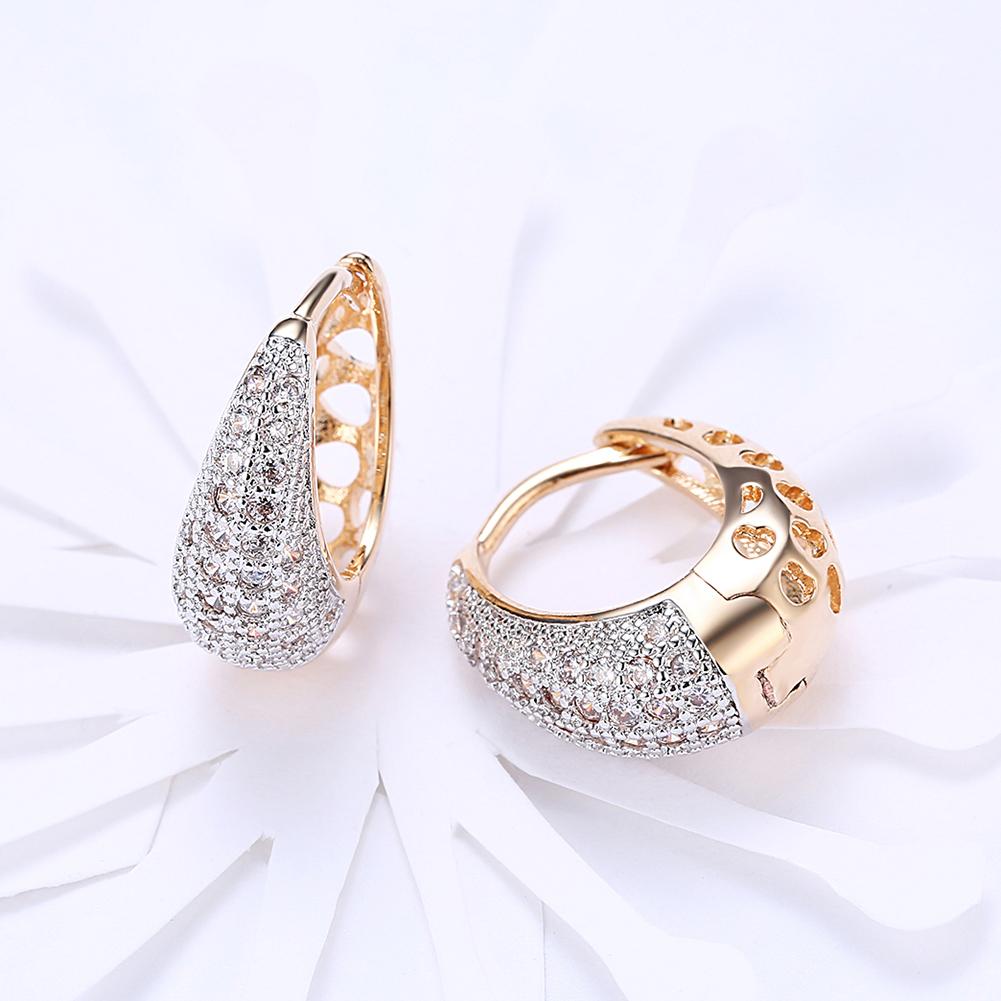 Crystals 18mm Pave Heart Filigree Teardrop Huggie  Earring