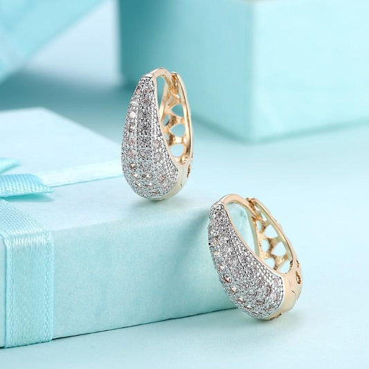 Swarovski Crystal Micro-Pav'e Pear Shaped Teardrop Huggies Set in 18K Gold - ALILY  www..com fashion jewelry for women