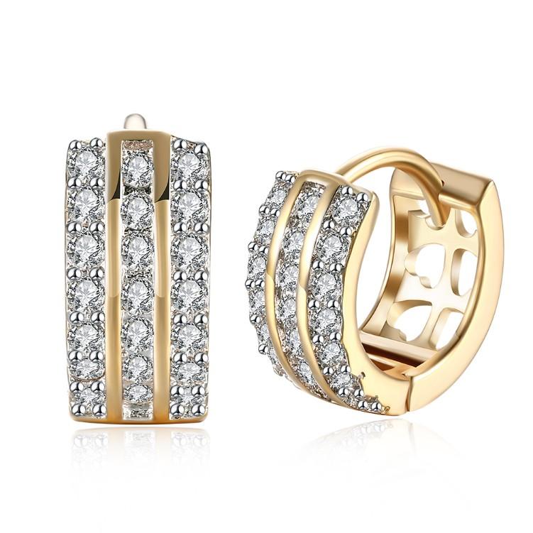 Swarovski Crystal Three Dangling Lined Huggies Set in 18K Gold - ALILY  www..com fashion jewelry for women