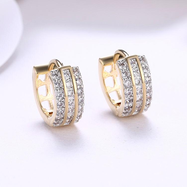 Swarovski Crystal Three Dangling Lined Huggies Set in 18K Gold - ALILY  www..com fashion jewelry for women