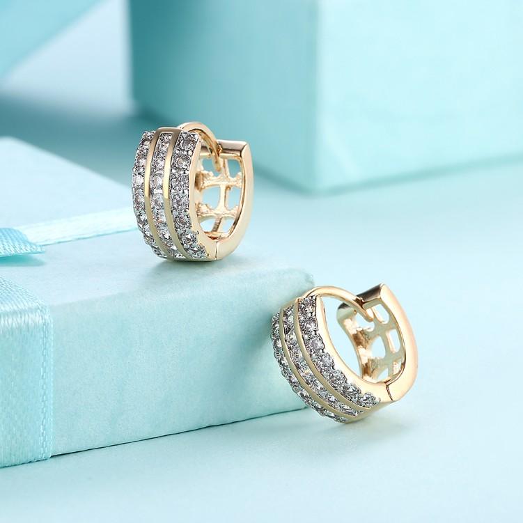 Swarovski Crystal Three Dangling Lined Huggies Set in 18K Gold - ALILY  www..com fashion jewelry for women