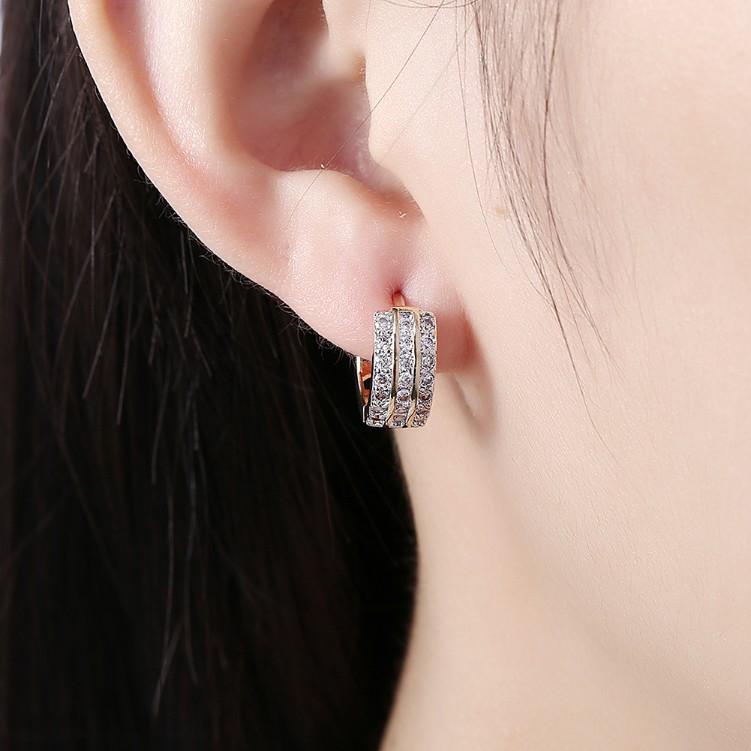 Swarovski Crystal Three Dangling Lined Huggies Set in 18K Gold - ALILY  www..com fashion jewelry for women