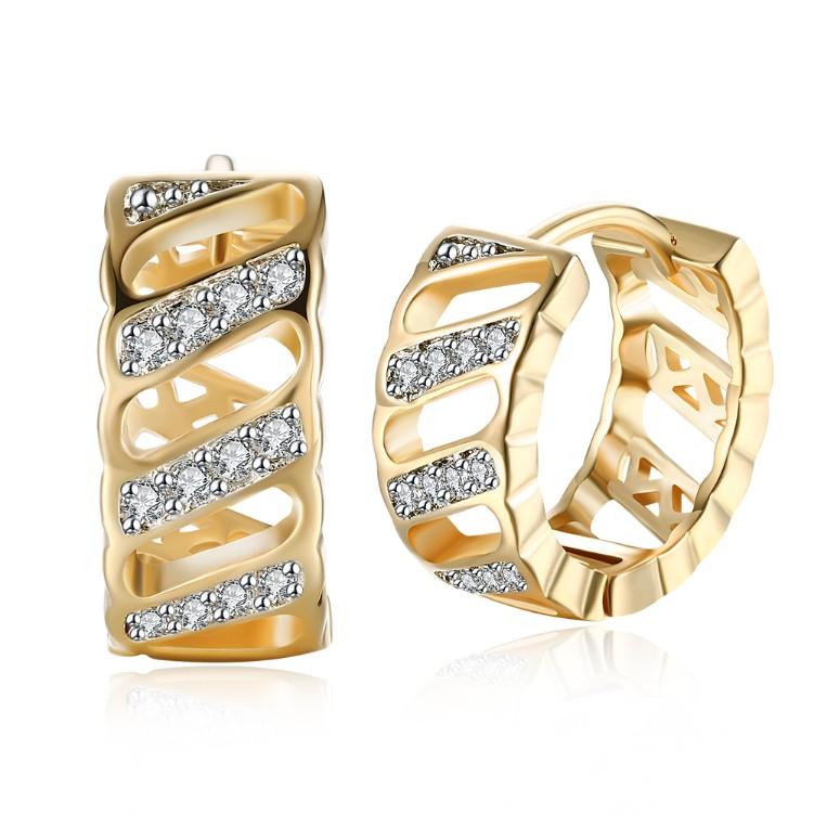 Swarovski Crystal Curved Hollow Huggies Set in 18K Gold - ALILY  www..com fashion jewelry for women