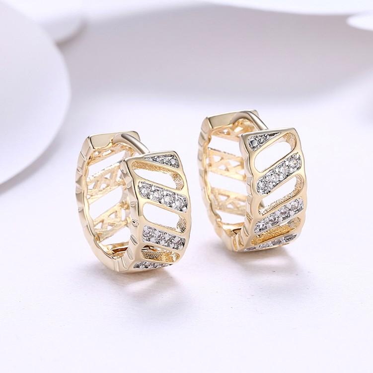 Swarovski Crystal Curved Hollow Huggies Set in 18K Gold - ALILY  www..com fashion jewelry for women