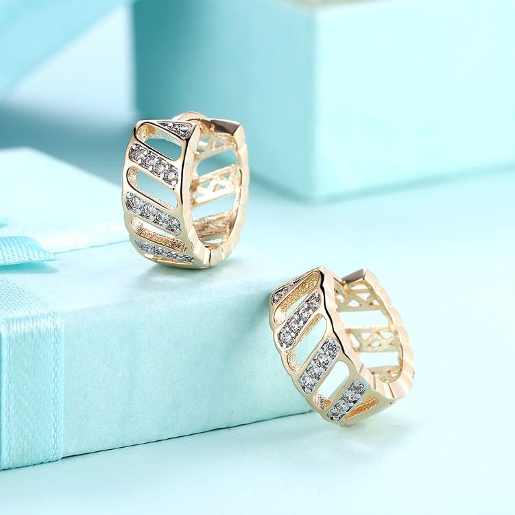 Swarovski Crystal Curved Hollow Huggies Set in 18K Gold - ALILY  www..com fashion jewelry for women