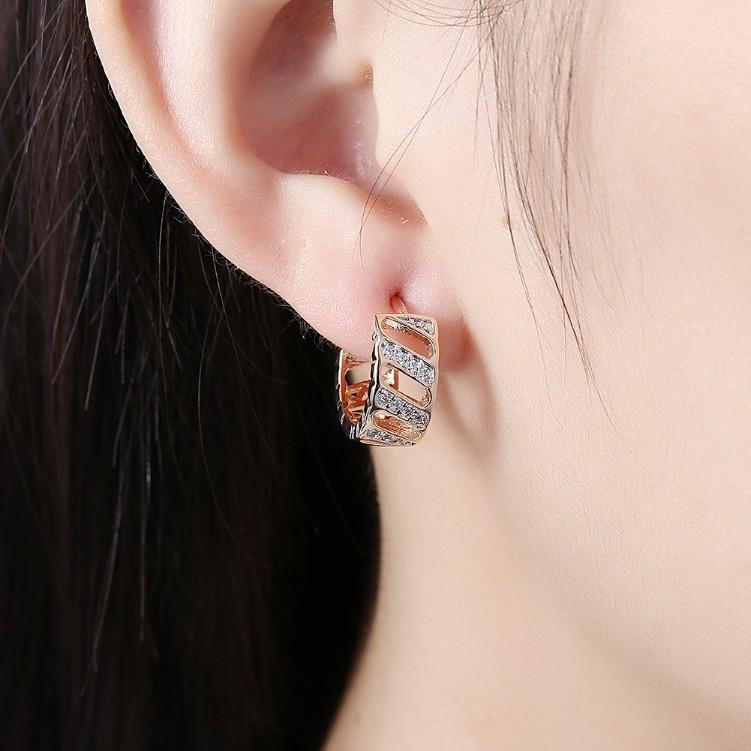 Swarovski Crystal Curved Hollow Huggies Set in 18K Gold - ALILY  www..com fashion jewelry for women