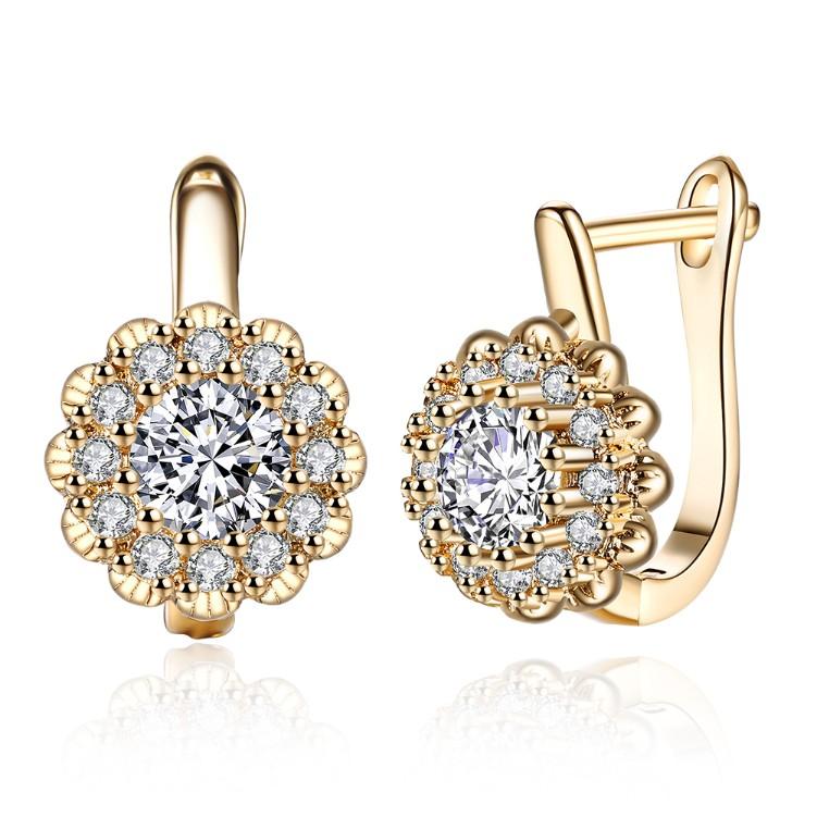 Swarovski Crystal Micro Pav'e Bursting Star Leverback Earrings Set in 18K Gold - ALILY  www..com fashion jewelry for women