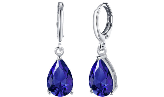 14K Gold Plating Sleek Gemstone Pear Cut Drop Earrings - 3 Options Available