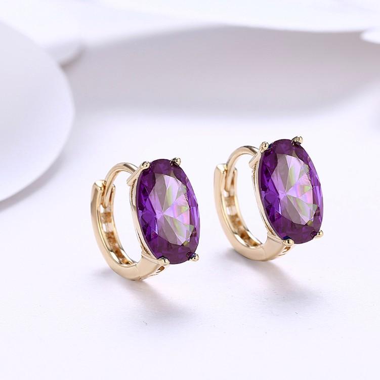 Simulated Sapphire Huggie Earrings Set in 18K Gold - ALILY