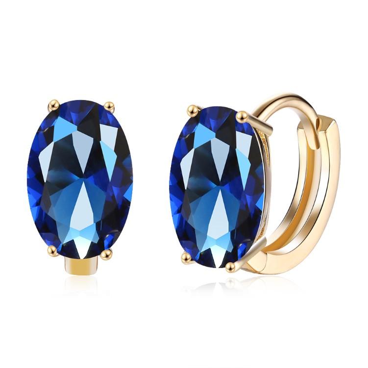 Simulated Sapphire Huggie Earrings Set in 18K Gold - ALILY