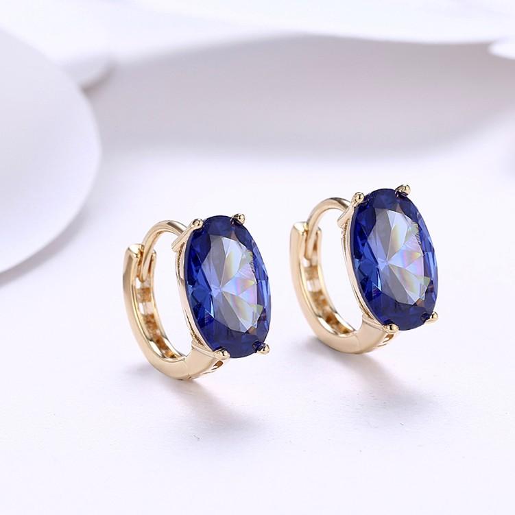 Simulated Sapphire Huggie Earrings Set in 18K Gold - ALILY