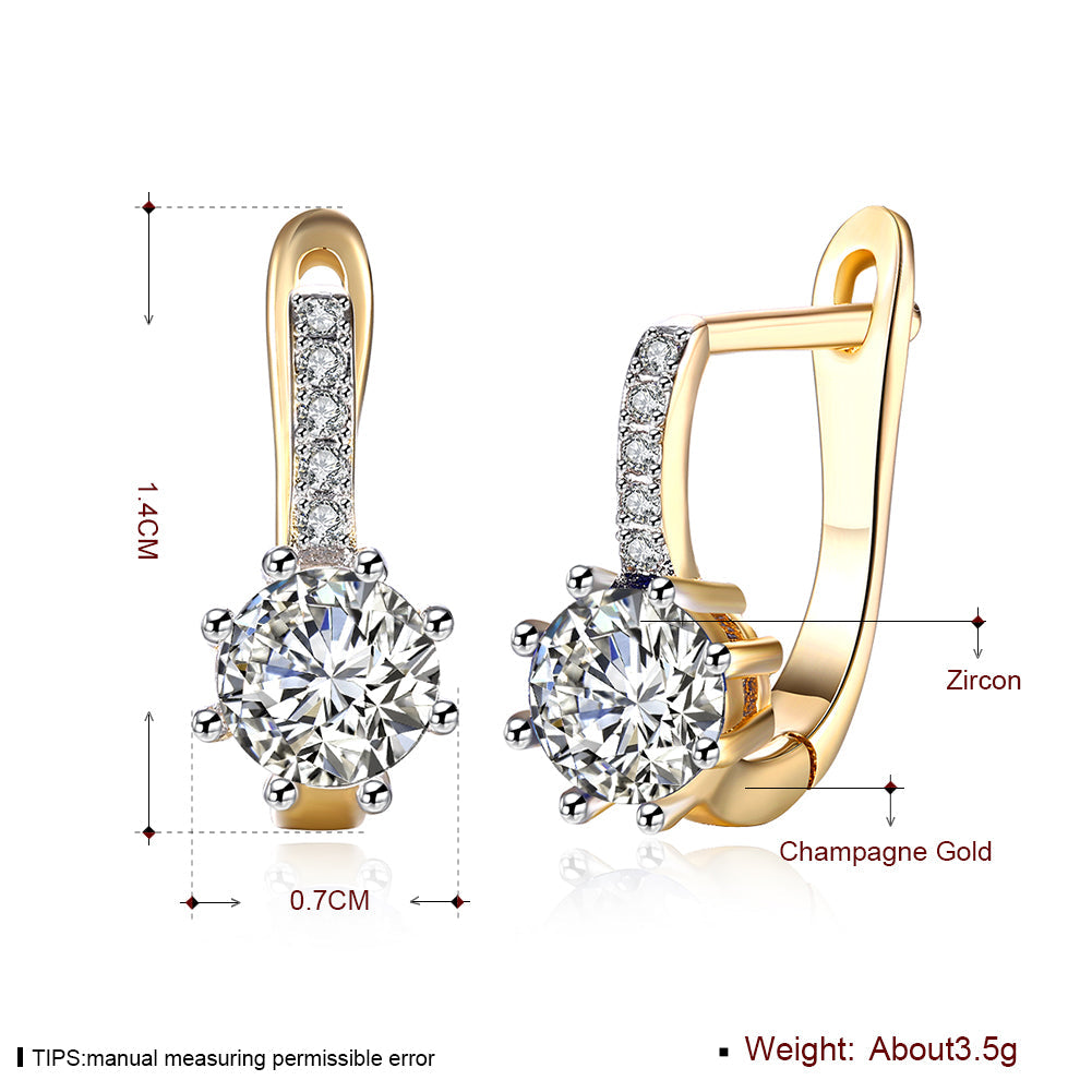White Topaz 0.70 CT Round Huggie Earring in 18K White Gold Plated