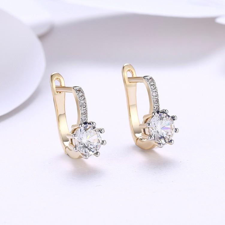 Simulated Star Shaped Micro Pav'e Leverback Earrings Set in 18K Gold - ALILY