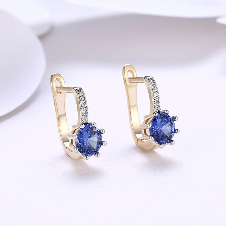 Simulated Star Shaped Micro Pav'e Leverback Earrings Set in 18K Gold - ALILY