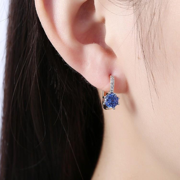 Simulated Star Shaped Micro Pav'e Leverback Earrings Set in 18K Gold - ALILY