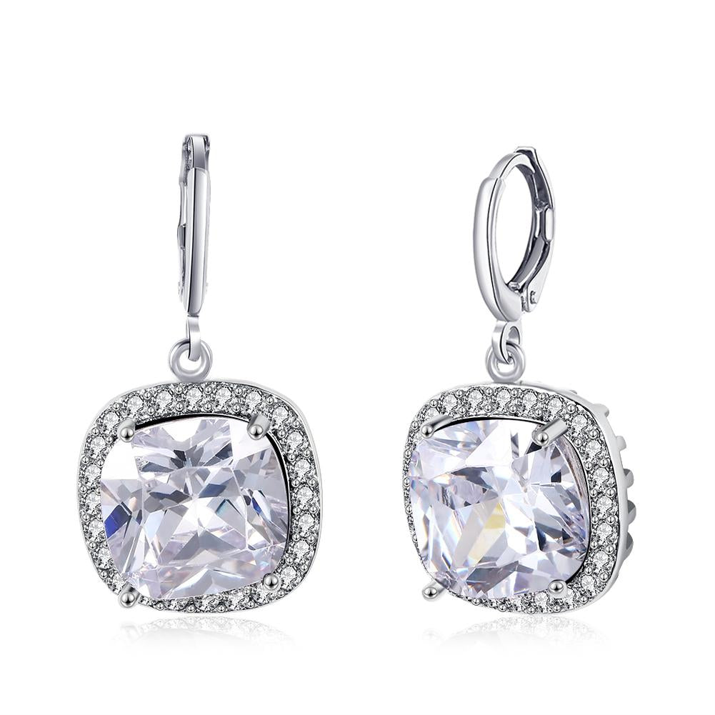 Halo Cut Pav'e Simulated Diamond Lever back Earrings Set in 18K White Gold, , ALILY , ALILY   jewelryjewelry deals, swarovski crystal jewelry, groupon jewelry,, jewelry for mom,