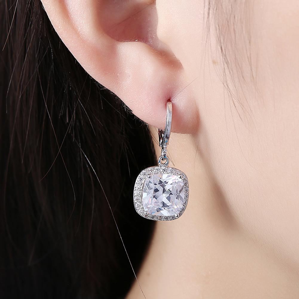 Halo Cut Pav'e Simulated Diamond Lever back Earrings Set in 18K White Gold, , ALILY , ALILY   jewelryjewelry deals, swarovski crystal jewelry, groupon jewelry,, jewelry for mom,