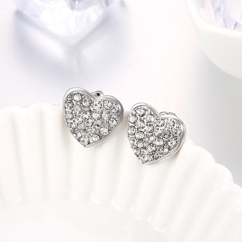 Micro-Pav'e  Elements Heart Shaped Studs in 18K White Gold