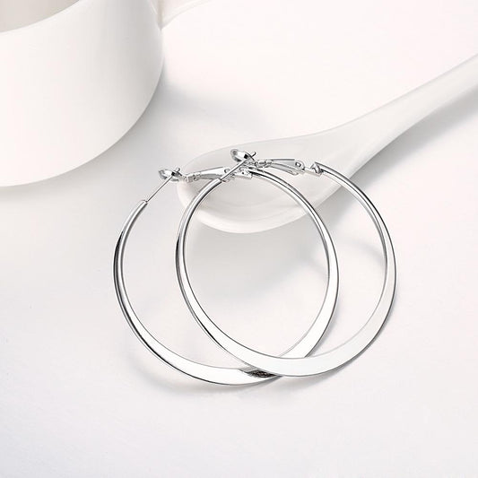 42mm Flat Hoop Earring in 18K White Gold Plated, Earring, ALILY , ALILY   jewelryjewelry deals, swarovski crystal jewelry, groupon jewelry,, jewelry for mom,