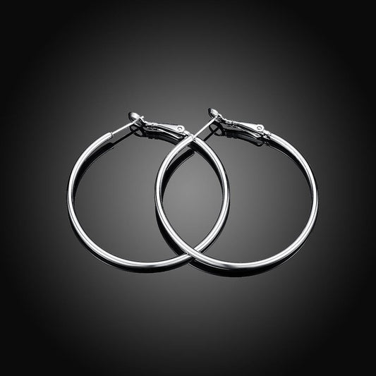 42mm Round Hoop Earring in 18K White Gold Plated, Earring, ALILY , ALILY   jewelryjewelry deals, swarovski crystal jewelry, groupon jewelry,, jewelry for mom,